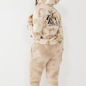 True religion tie dye logo zip hoodie and jogger tracksuit